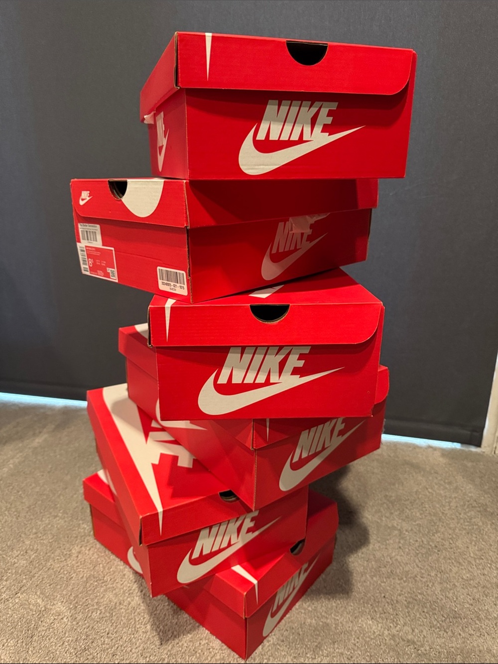 Nike Sneakers Boxes 7x Red 1x Orange Nike Stack EMPTY (8 total)
